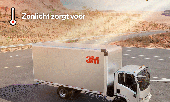 Vergelijking die laat zien hoe 3M Cooling Film de hitte op het dak vermindert.
