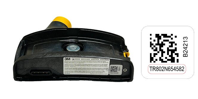 Afbeelding van 3M™ Versaflo™ TR-800 PAPR blower met afbeelding van het serienummer vereist voor vervanging
