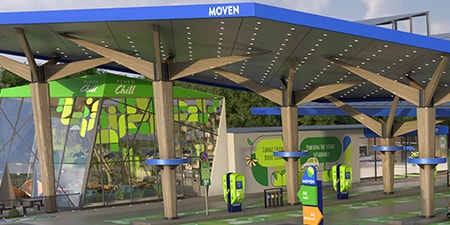 EV-laadstation met ondoorzichtige kleurfolies.
