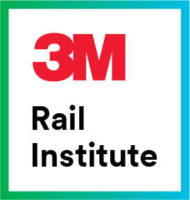3M Rail Institute-logo dat staat voor opleiding en ondersteuning voor spoorwegexploitanten.