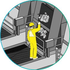 Pictogram van scheidingsproces van vaste stoffen