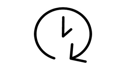 Pictogram met cirkelvormige pijl voor langere gebruiksduur en minder wisselingen.
