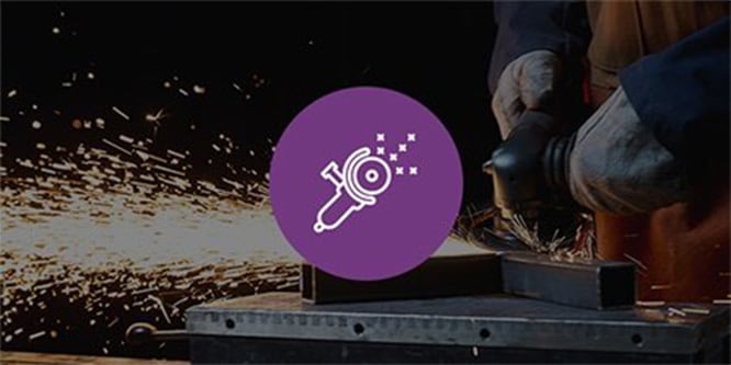 achtergrondafbeelding van het snijden van metaal met illustratief pictogram
