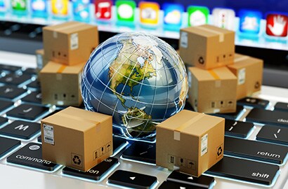 Globus and boxes on laptop